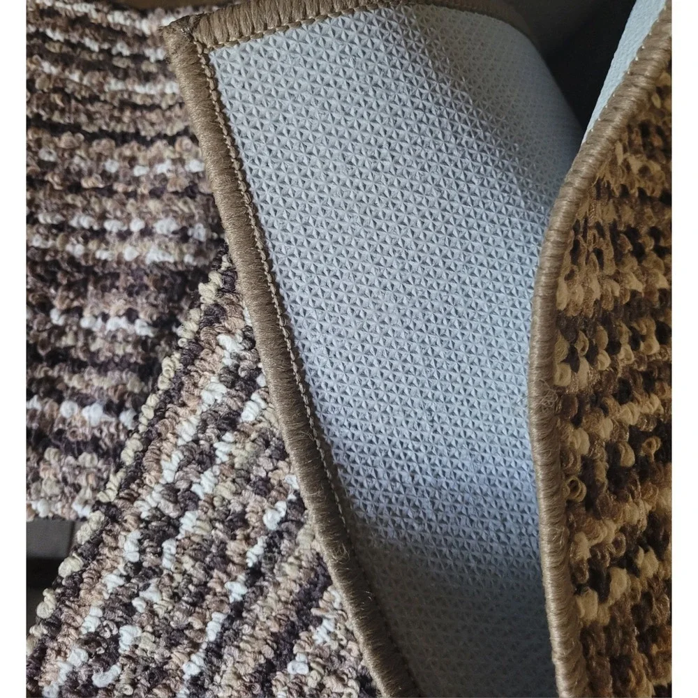 New Madison Home Room Size Rug Striped Brown Tan 5 ft x 6 ft Non Skid Backing